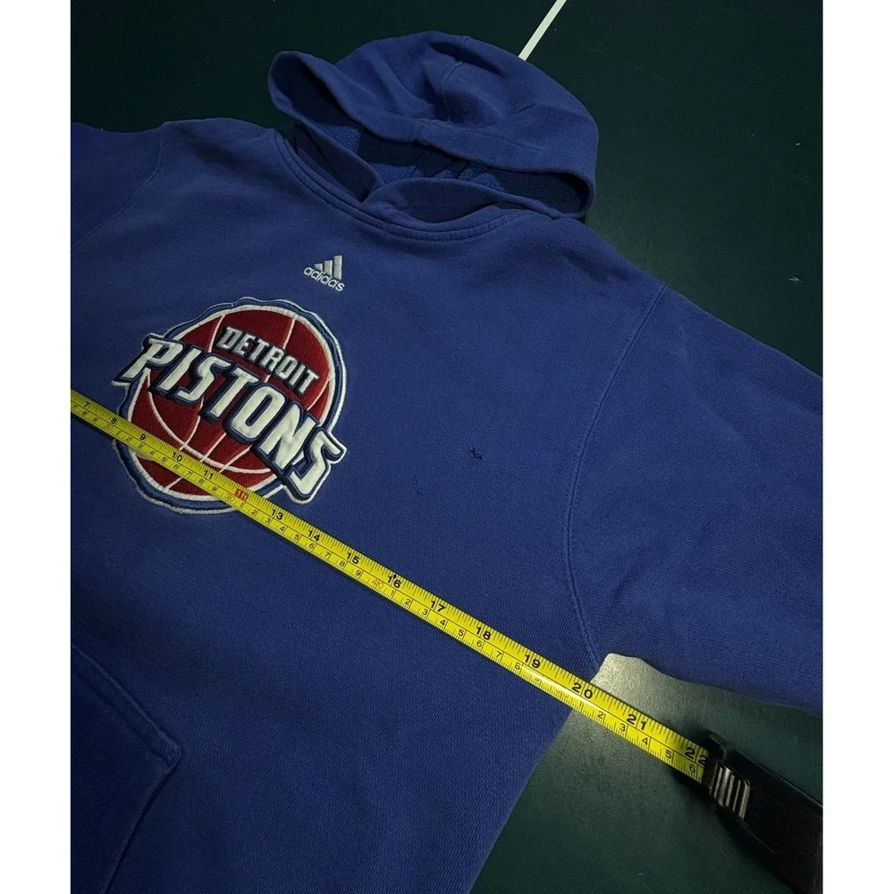 Vintage Y2K Detroit‎ Pistons Adidas Hoodie Pullover Sweatshirt Men's Small Blue